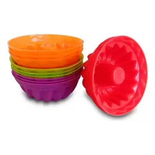 Kit 6 Formas Silicone Mini Pudim Cupcake Bolo Assadeira Cor Aleatório Foto mini 4