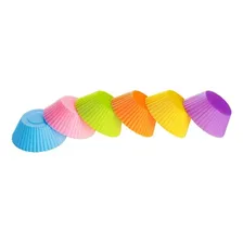 Kit 6 Formas Silicone Mini Pudim Cupcake Bolo Assadeira Cor Aleatório Foto  mini 1