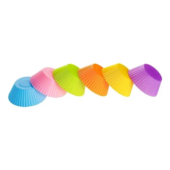 Kit 6 Formas Silicone Mini Pudim Cupcake Bolo Assadeira Cor Aleatório Foto 1