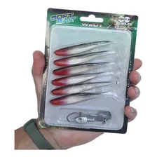 Kit 6 Isca Artificial Pesca Soft + 2 Anzol Jig Head Maruri Cor A Foto mini 1