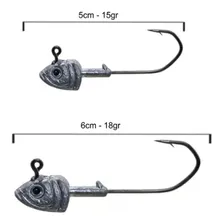 Kit 6 Isca Artificial Pesca Soft + 2 Anzol Jig Head Maruri Cor A Foto mini 4