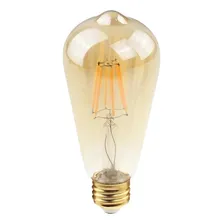 Kit 6 Lampada Filamento Vintage Led St64 Ambar 4w Retro Foto  mini 1