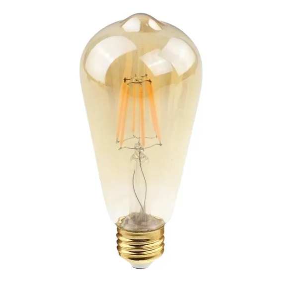 Kit 6 Lampada Filamento Vintage Led St64 Ambar 4w Retro Foto 1