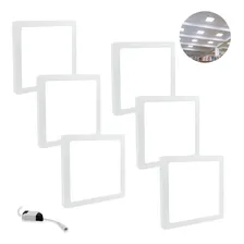 Kit 6 Led Painel Plafon De Led 18w Sobrepor Quadrado Frio Estrutura Branco Frio Foto  mini 1