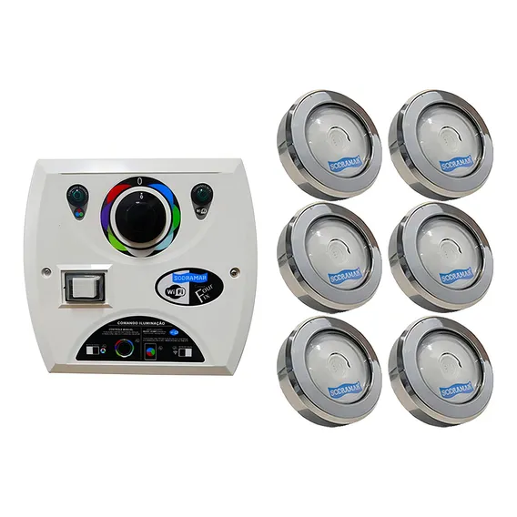 Kit 6 Led Piscina Rgb Cob Colorido + Central Wifi Sodramar Foto 1