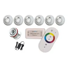 Kit 6 Led Rgb 9w Piscina + Controle + Fonte + Adaptador 50mm Foto mini 1