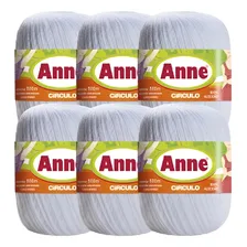 Kit 6 Linhas Fio Anne 500 Metros Branco 8001 Círculo Crochê Algodão Mercerizado Foto  mini 1