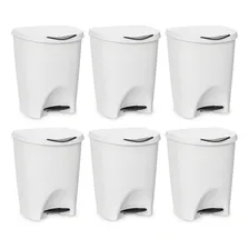 Kit 6 Lixeiras Escritorio Cozinha Banheiro C/ Pedal 7,5l Cor Branco Foto  mini 1