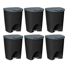 Kit 6 Lixeiras Escrit贸rio Cozinha Banheiro C/ Pedal 7l-video Cor Preto Foto mini 1