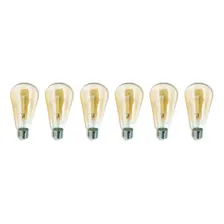 Kit 6 Lâmpadas Filamento Led St64 4w Vintage Retrô Âmbar Foto mini 1