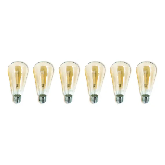 Kit 6 Lâmpadas Filamento Led St64 4w Vintage Retrô Âmbar Foto 1