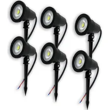 Kit 6 Luminária Espeto Jardim Com Lâmpada Cob Led 7w Branco Quente Foto mini 1
