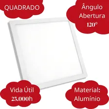 Kit 6 Luminária Plafon Led Sobrepor 24w Branco Frio 6500k Foto mini 3