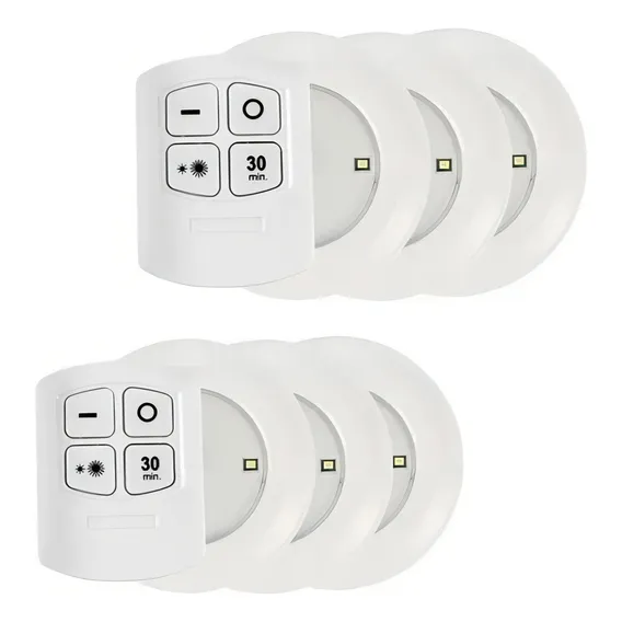 Kit 6 Luminárias Led Spot Sem Fio Controle Remoto A Pilha Foto 1