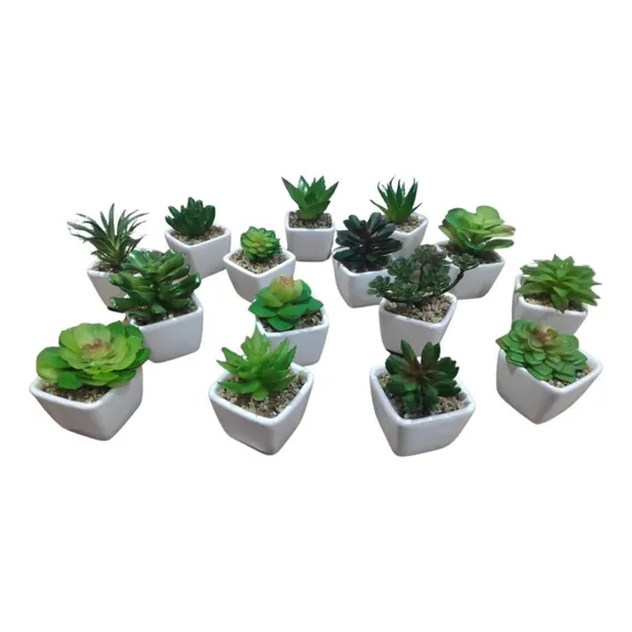 Kit 6 Mini Planta Suculentas Artificiais - Vaso Cerâmica Foto 1