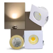 Kit 6 Mini Spot Led Embutir 3w Quadrado Branco Quente Estrutura Quadrado Branco Quente 3000k Foto  mini 1