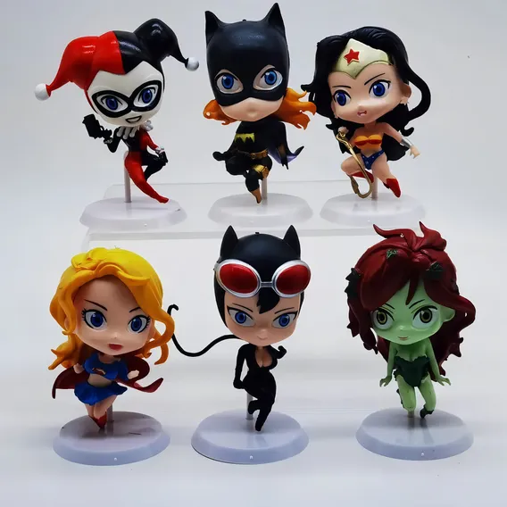 Kit 6 Miniaturas Heroínas Dc Harley Catwoman Hera Venenosa Foto 1