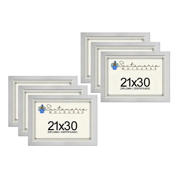 Kit 6 Molduras Porta Diploma Certificado A4 21x30 Branco Liso Foto 1