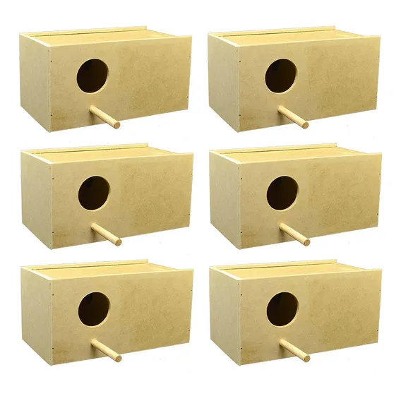 Kit 6 Ninho Em Mdf Tamanho 3 - Agapornis,forpus, Neophemas Foto 1