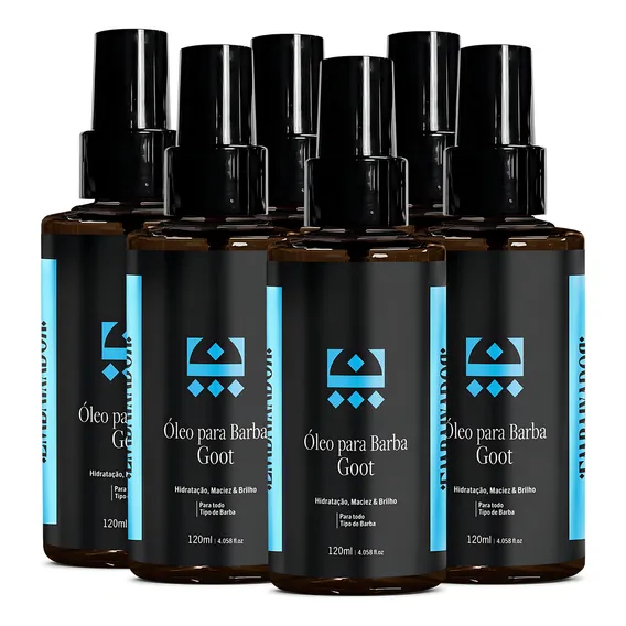 Kit 6 Óleo Hidratante Para Barba Goot Embaixador 120ml Foto 1