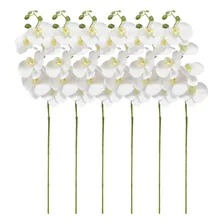 Kit 6 Orquídea Artificial Branca Arranjo Flores 3d Atacado Foto  mini 1
