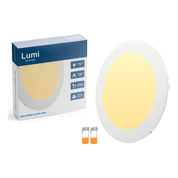 Kit 6 Painel Plafon Super Led 3w Luminario Embutir Redondo Bivolt Branco Quente Lumi 1ª Linha Foto 1