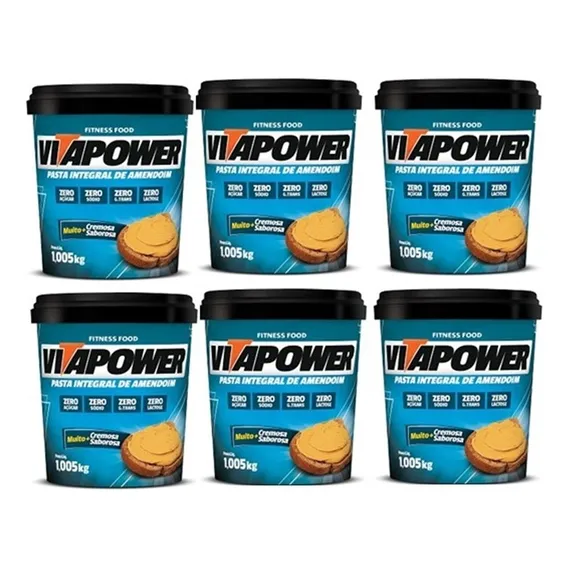 Kit 6 Pasta De Amendoim Vita Power Tradicional Integral- 1kg Foto 1
