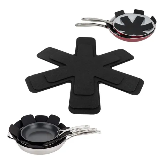 Kit 6 Pçs Protetor Panela Anti Risco Empilhar Guardar Feltro Cor Preto Foto 1