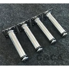 Kit 6 Pé P/ Móveis 15cm Redondo Regulável Cromado Reforçado Foto mini  3