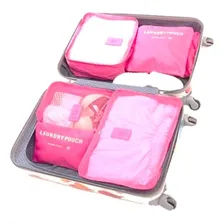 Kit 6 Peças Organizador Roupas Mala Viagem Necessaire - Pink Foto mini  2