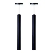 Kit 6 Pendentes Tubo Cilindro Alumínio 40cm Estrutura Preto Foto  mini 1