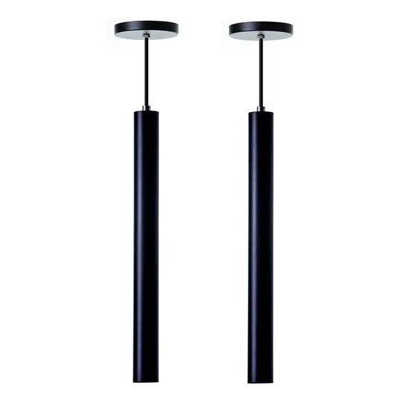 Kit 6 Pendentes Tubo Cilindro Alumínio 40cm Estrutura Preto Foto 1