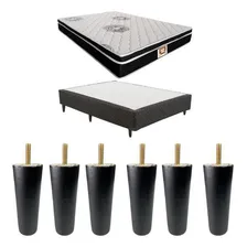 Kit 6 Pés Cama Box Reforçado 12 Cm Casal(rosca Padrão) Preto Foto mini 2