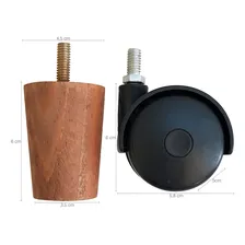 Kit 6 PĂ©s Para Cama Box De Solteiro 4 Fixos E 2 RodĂzios Mel Foto mini 3