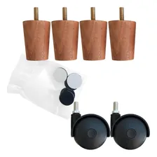 Kit 6 PĂ©s Para Cama Box De Solteiro 4 Fixos E 2 RodĂzios Mel Foto mini 1