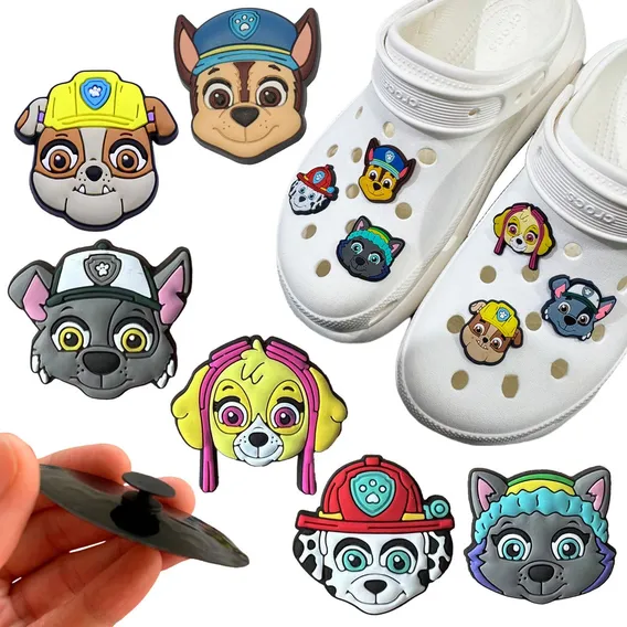 Kit 6 Pins Bottons Emborrachados Para Crocs - O Tema Cor Patrulha Canina Foto 1