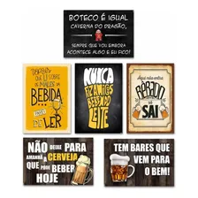 Kit 6 Placas Decorativas Frases Engraçadas De Boteco - Bar Foto mini 1