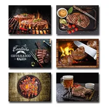 Kit 6 Placas Decorativas Mdf Churrasco Churrasqueira Bar Foto  mini 1