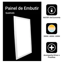 Kit 6 Plafon Painel Led Embutir 30x60 36w Luz Frio Cor Branco frio 110V/220V Foto mini 4