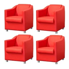 Kit 6 Poltrona Decorativa Biane Corino Vermelho Foto  mini 1