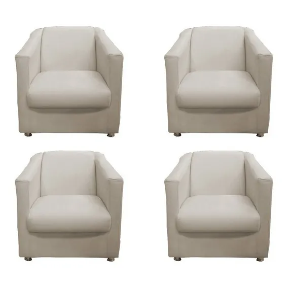 Kit 6 Poltrona Decorativa Biane Suede Bege Foto 1