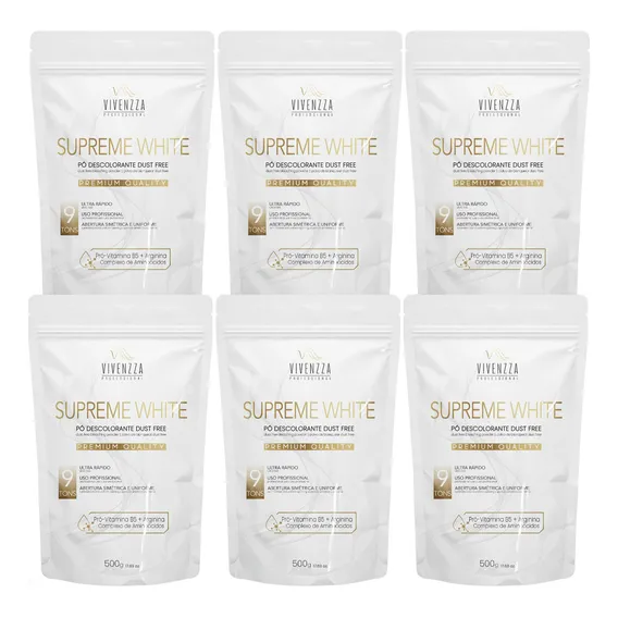 Kit 6 P贸s Descolorantes Vivenzza White Mechas 500g Foto 1