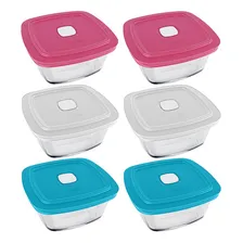 Kit 6 Potes De Vidro 1l Marmitas Marinex Cores Sortidas Foto  mini 1