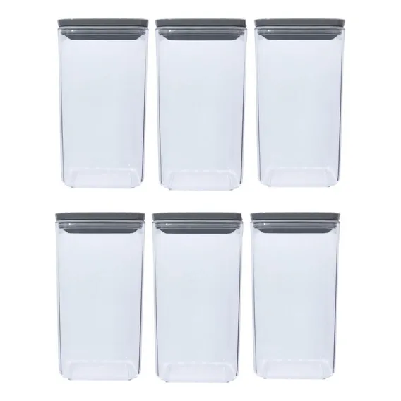 Kit 6 Potes Herméticos Retangulares 1,5l Cada Plástico Plasv Foto 1