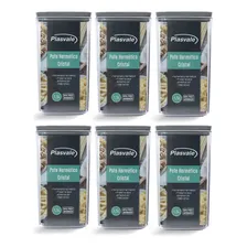 Kit 6 Potes Herméticos Retangulares 1,5l Cada Plástico Plasv Foto mini  2