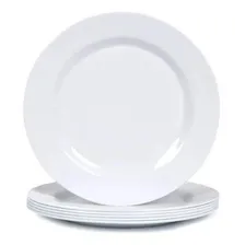 Kit 6 Prato Melamina Branco Sobremesa Doce Plástico Cozinha Foto mini 2