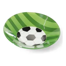Kit 6 Pratos Bola Vidro Redondo Copa Do Mundo Futebol Cor Branco Listrado Foto mini 3