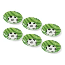 Kit 6 Pratos Bola Vidro Redondo Copa Do Mundo Futebol Cor Branco Listrado Foto mini 1