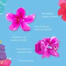 Kit 6 Presilhas Grande Flor Do Havaí Cabelos Prendedor Praia Foto mini 4
