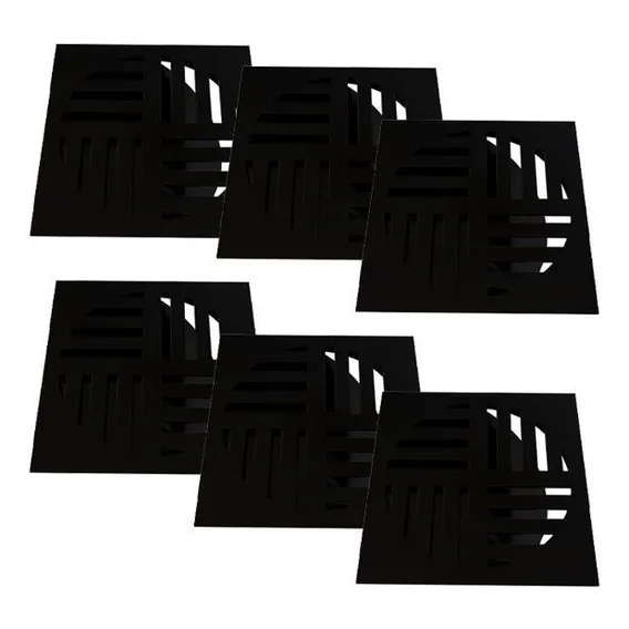 Kit 6 Ralo Grelha Quadrada Com Fecho Automático Preto 10cm Foto 1
